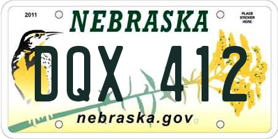 NE license plate DQX412
