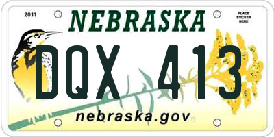 NE license plate DQX413