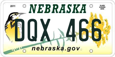 NE license plate DQX466