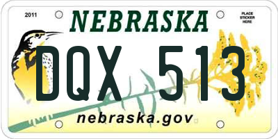 NE license plate DQX513