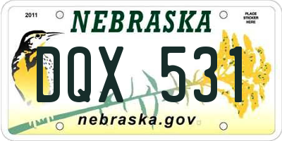 NE license plate DQX531