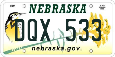 NE license plate DQX533