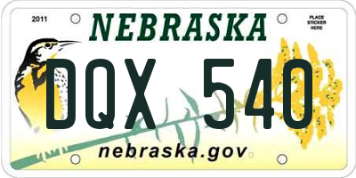 NE license plate DQX540