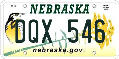 NE license plate DQX546