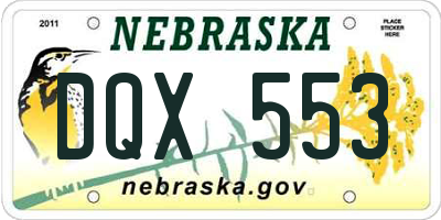 NE license plate DQX553