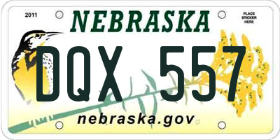 NE license plate DQX557