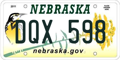 NE license plate DQX598