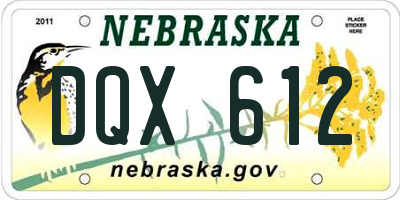 NE license plate DQX612