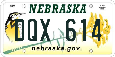 NE license plate DQX614
