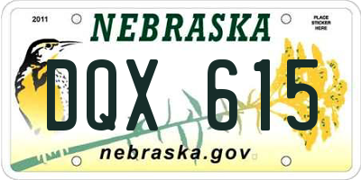 NE license plate DQX615