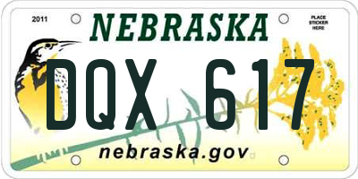 NE license plate DQX617