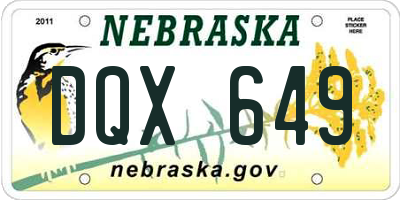 NE license plate DQX649