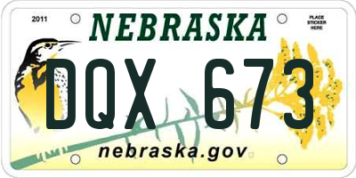 NE license plate DQX673