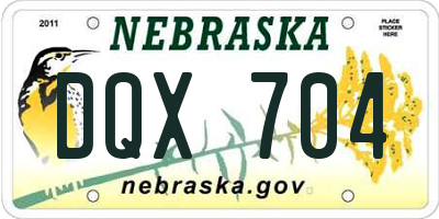 NE license plate DQX704