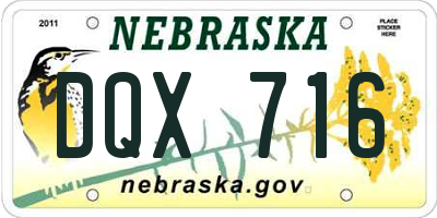 NE license plate DQX716