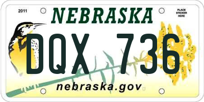 NE license plate DQX736