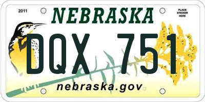 NE license plate DQX751