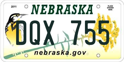 NE license plate DQX755