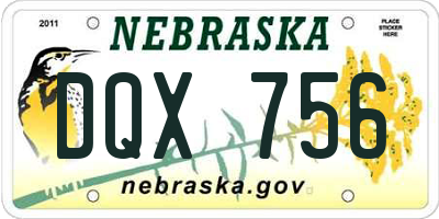NE license plate DQX756