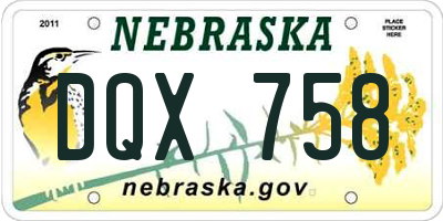 NE license plate DQX758