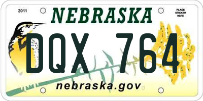 NE license plate DQX764