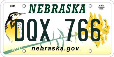 NE license plate DQX766