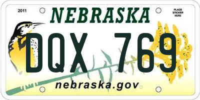 NE license plate DQX769
