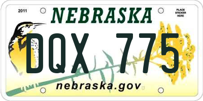 NE license plate DQX775