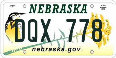 NE license plate DQX778