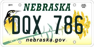 NE license plate DQX786