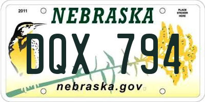 NE license plate DQX794