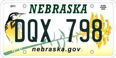 NE license plate DQX798