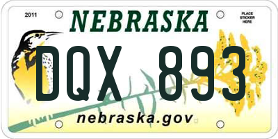NE license plate DQX893