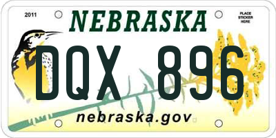 NE license plate DQX896