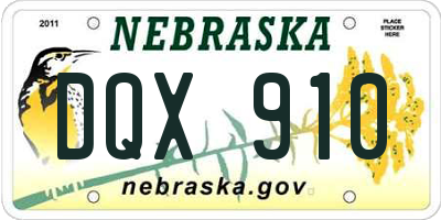 NE license plate DQX910