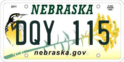 NE license plate DQY115