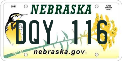NE license plate DQY116