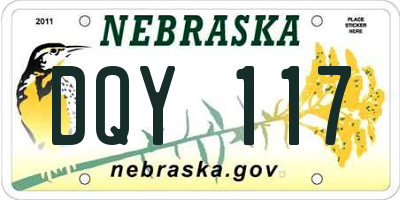 NE license plate DQY117