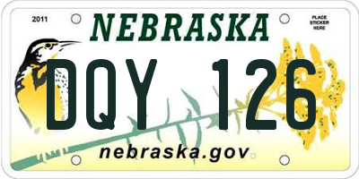 NE license plate DQY126