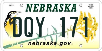 NE license plate DQY171