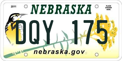 NE license plate DQY175