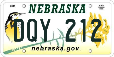 NE license plate DQY212