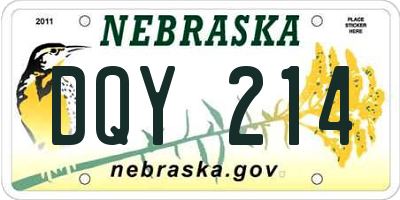 NE license plate DQY214