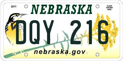 NE license plate DQY216