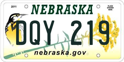 NE license plate DQY219