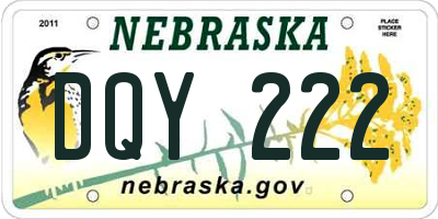 NE license plate DQY222