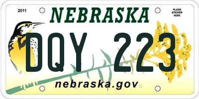 NE license plate DQY223