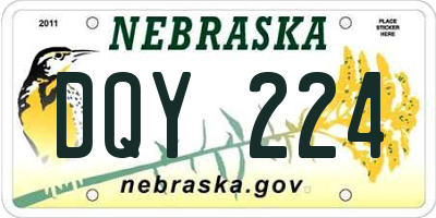 NE license plate DQY224