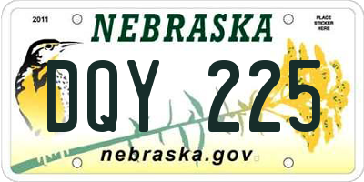 NE license plate DQY225