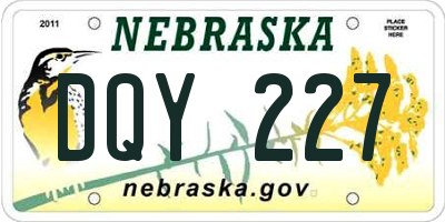NE license plate DQY227